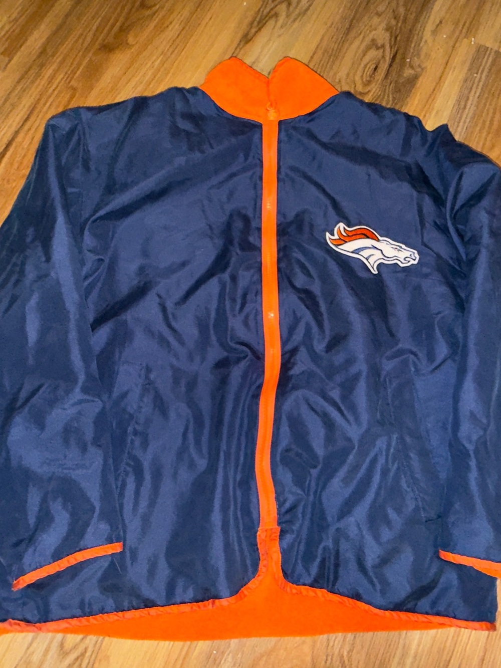 Navy and Orange Bomber Jacket with Team Crest